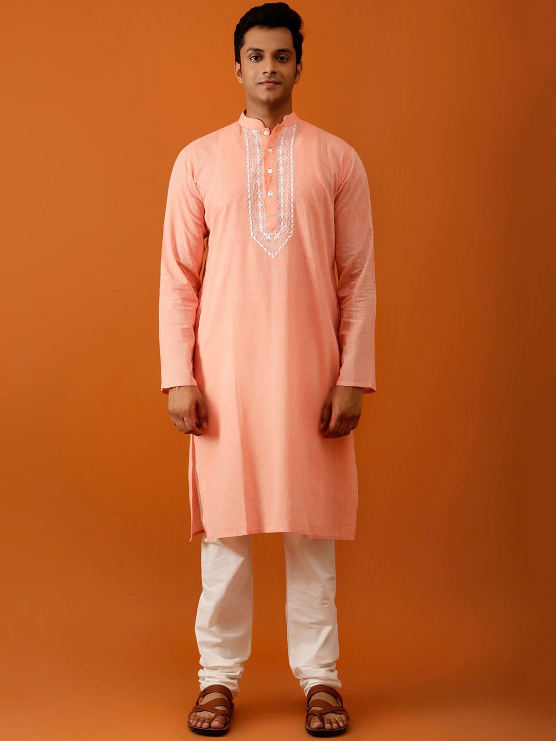 Streaks & Crosses Ethnic Motifs Yoke Design Thread Work Pure Cotton Kurta with Churidar, Peach
Streaks & Crosses Ethnic Motifs Yoke Design Thread Work Pure Cotton Kurta with Churidar, Peach