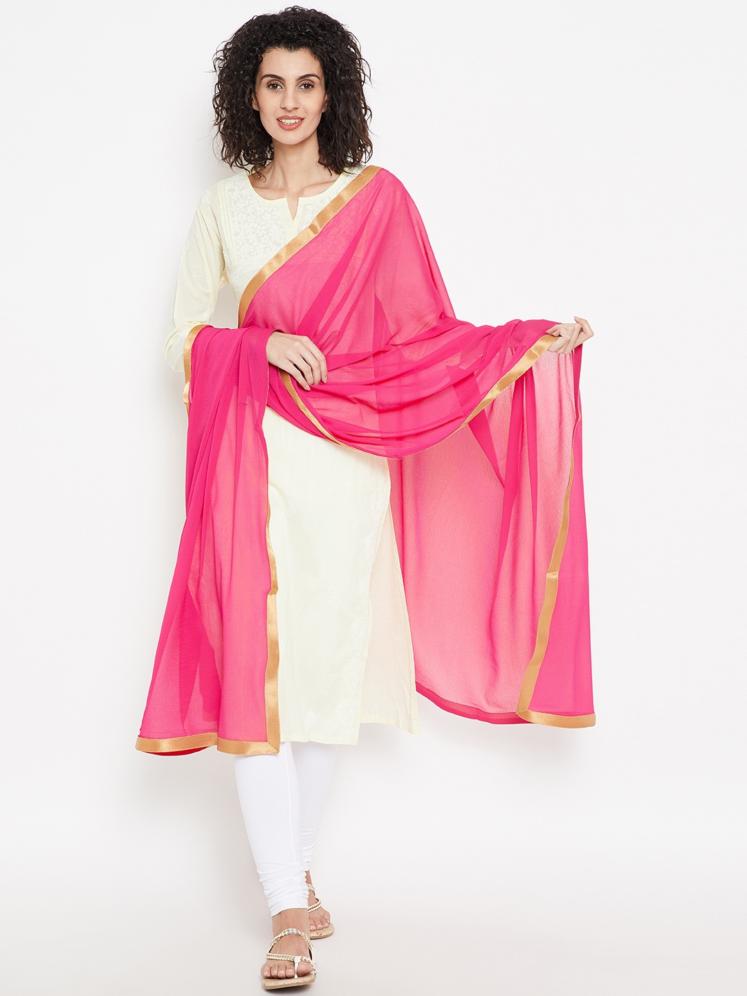 Anahi Pink Solid Dupatta