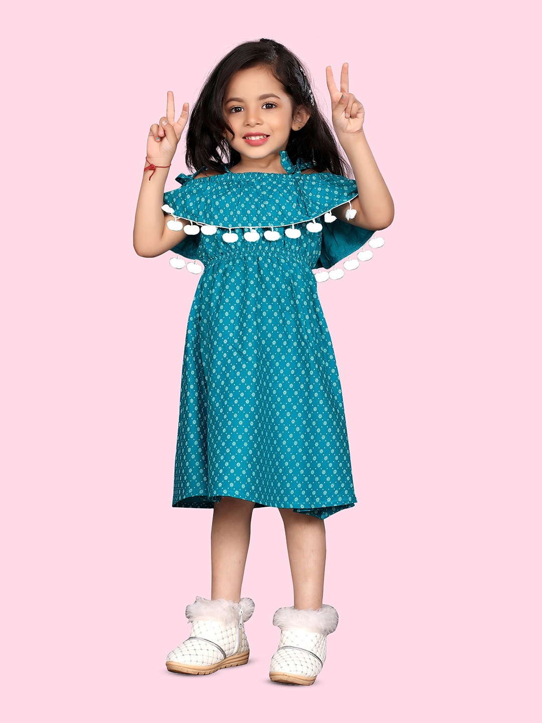 BAESD Girls Floral Printed Shoulder Straps Cold-Shoulder Sleeves Gathered A-Line Dress, Teal
BAESD Girls Floral Printed Shoulder Straps Cold-Shoulder Sleeves Gathered A-Line Dress, Teal