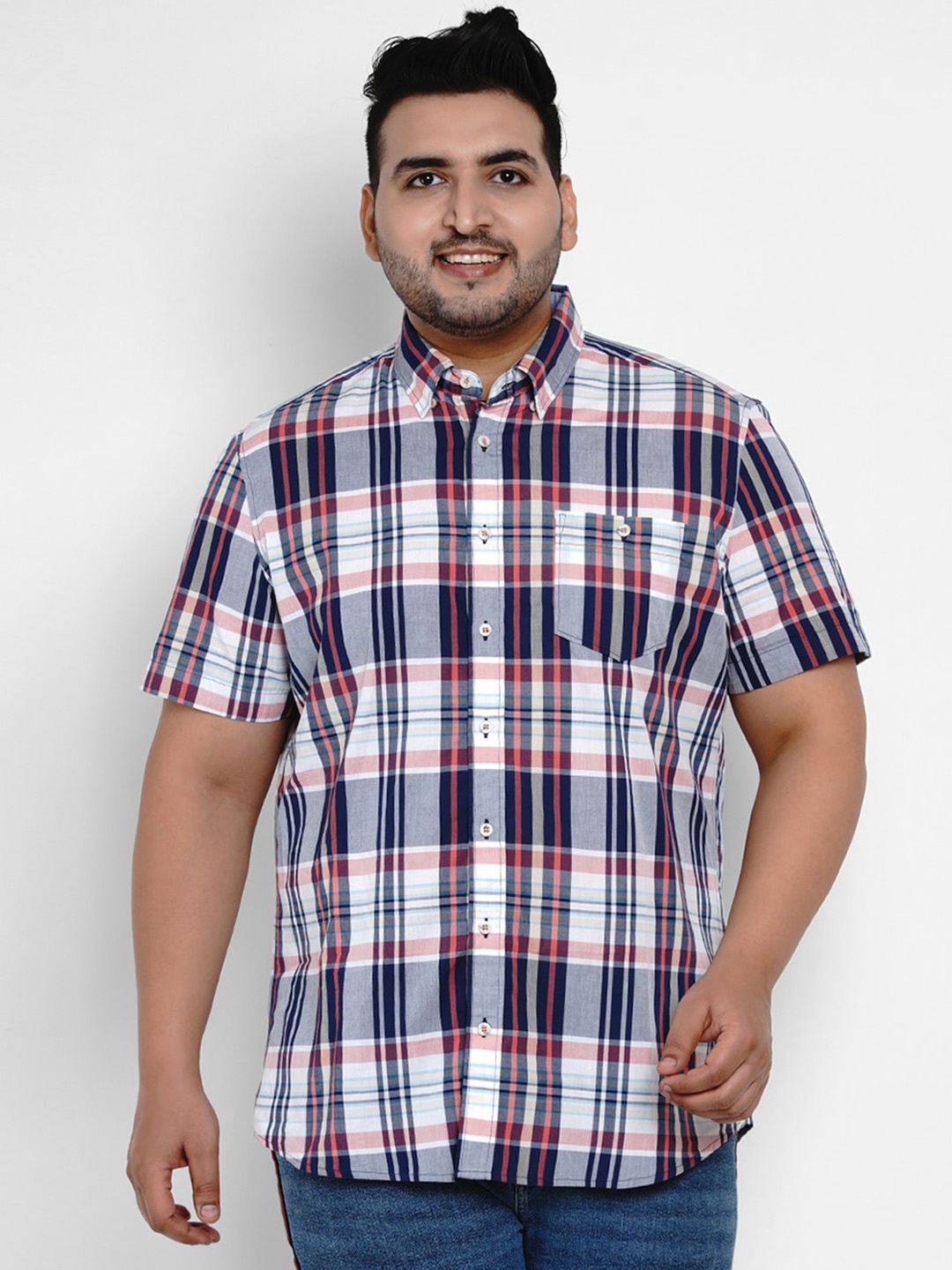 Santonio Classic Plus Size Tartan Checked Spread Collar Chest Pocket Pure Cotton Shirt, White
Santonio Classic Plus Size Tartan Checked Spread Collar Chest Pocket Pure Cotton Shirt, White