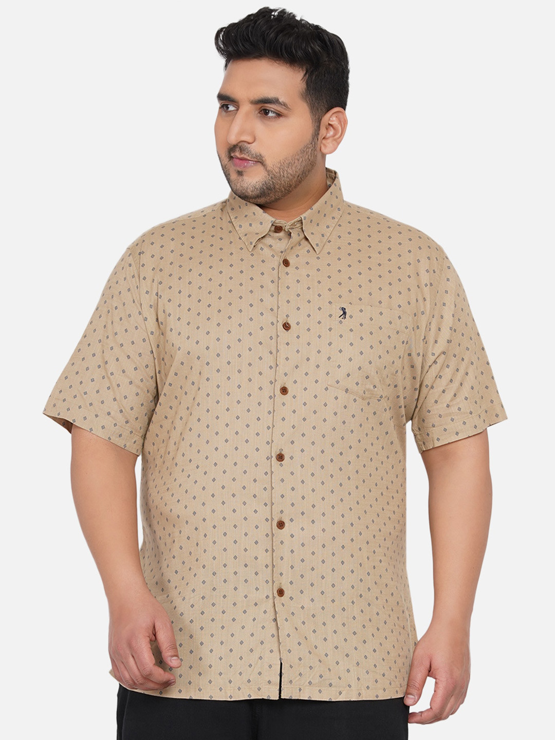 Santonio Classic Plus Size Geometric Printed Spread Collar Chest Pocket Pure Cotton Shirt, Brown
Santonio Classic Plus Size Geometric Printed Spread Collar Chest Pocket Pure Cotton Shirt, Brown