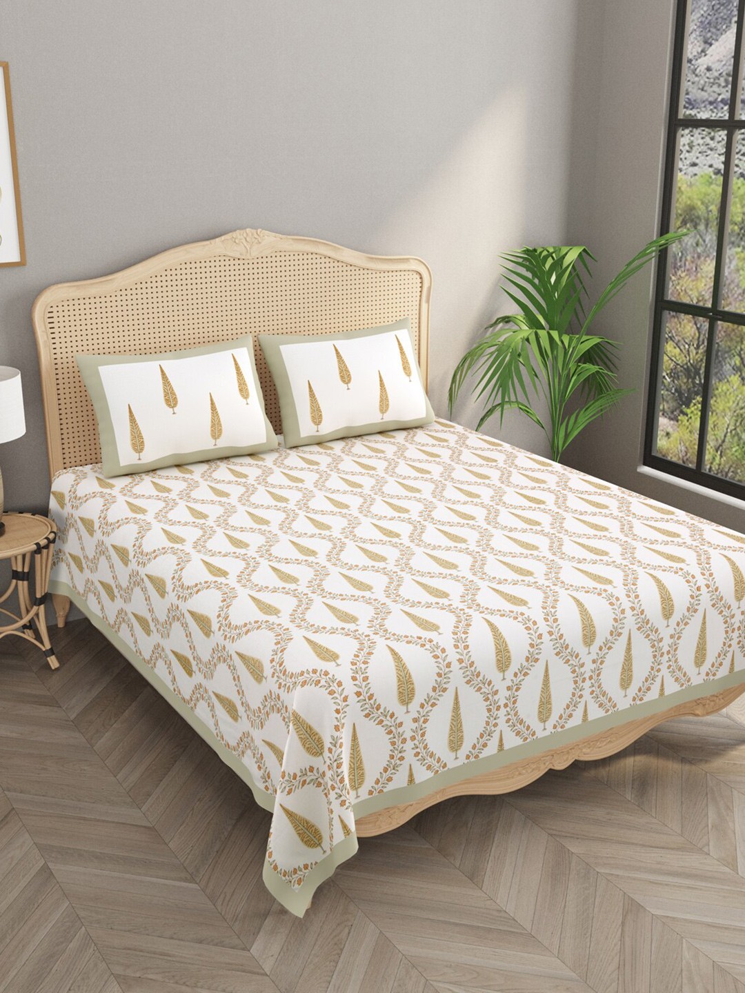 Gulaab Jaipur Yellow & White Ethnic Egyptian Cotton 1000 TC King Bedsheet & Pillow Covers
Gulaab Jaipur Yellow & White Ethnic Egyptian Cotton 1000 TC King Bedsheet & Pillow Covers