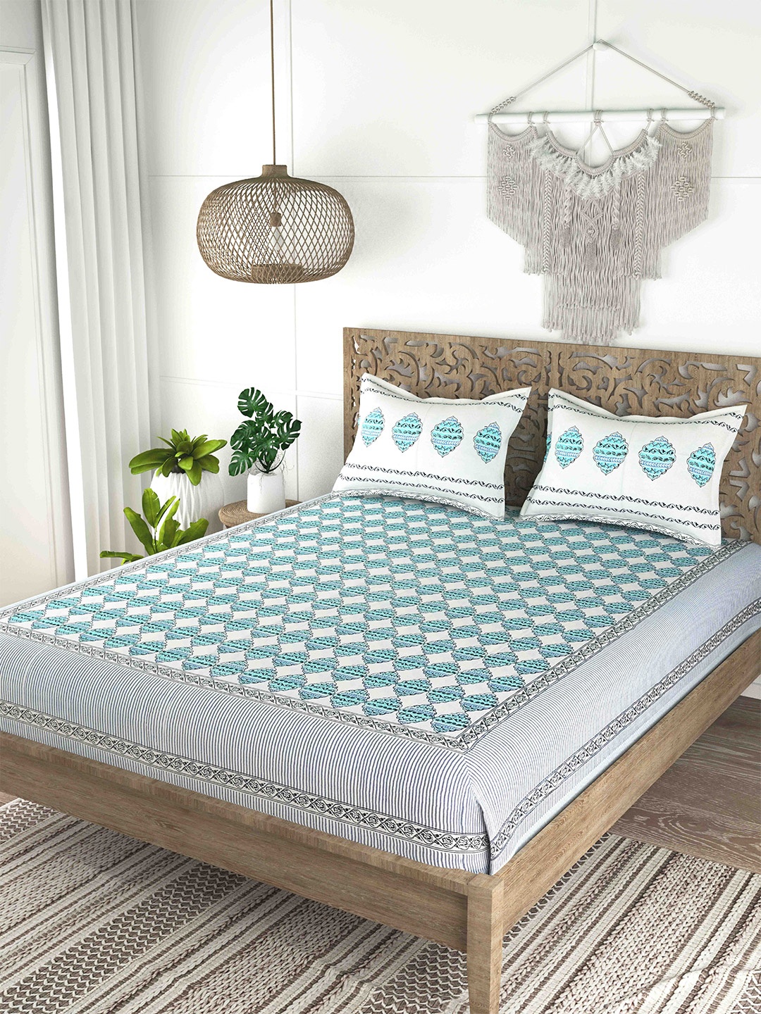 Gulaab Jaipur Blue & White Ethnic Motifs Cotton 200 TC King Bedsheet With 2 Pillow Covers
Gulaab Jaipur Blue & White Ethnic Motifs Cotton 200 TC King Bedsheet With 2 Pillow Covers