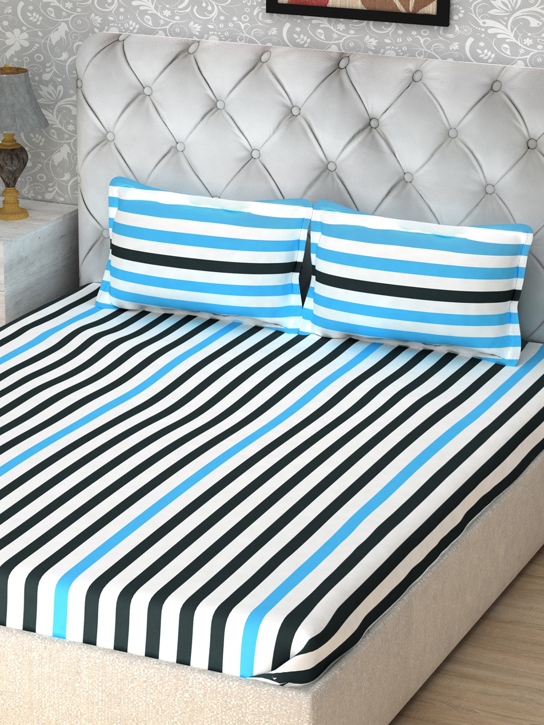 Story@home White & Black Striped 186TC Cotton 1 Double Bedsheet with 2 Pillow Covers
Story@home White & Black Striped 186TC Cotton 1 Double Bedsheet with 2 Pillow Covers