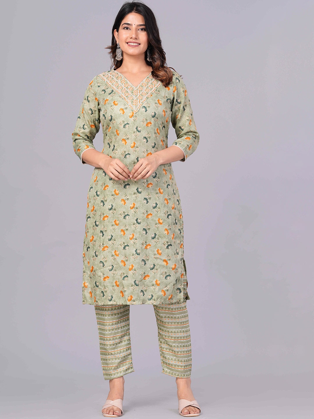 Sanganeri Kurti Floral Printed Thread Work Pure Cotton Kurta With Trousers & Dupatta, Green
Sanganeri Kurti Floral Printed Thread Work Pure Cotton Kurta With Trousers & Dupatta, Green