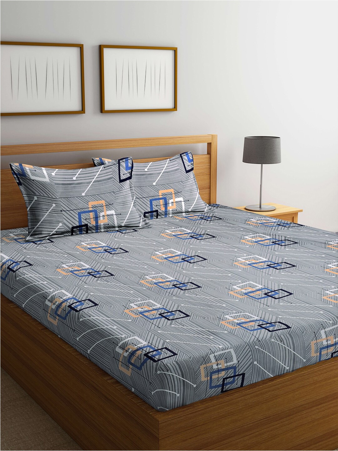 FABINALIV Grey & White Geometric Print 300 TC Super King Size Bedsheet & 2 Pillow Covers
FABINALIV Grey & White Geometric Print 300 TC Super King Size Bedsheet & 2 Pillow Covers