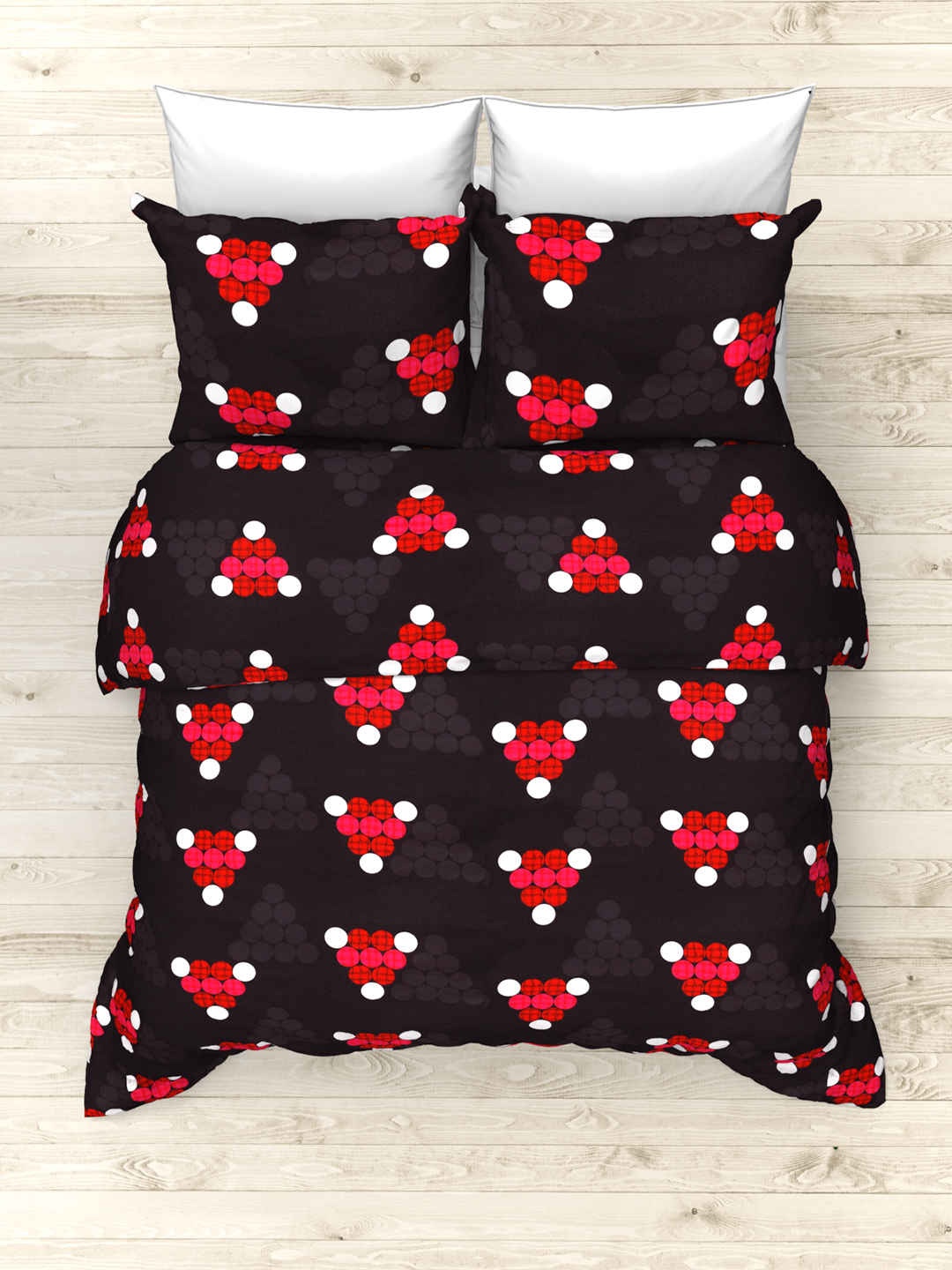THE WHITE MOSS Black & Red Geometric Cotton 160 TC King Bedsheet with 2 Pillow Covers
THE WHITE MOSS Black & Red Geometric Cotton 160 TC King Bedsheet with 2 Pillow Covers