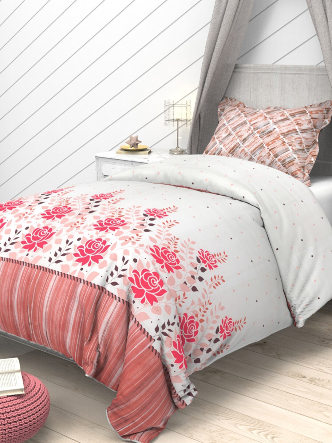 THE WHITE MOSS Red & White Floral Microfiber 144 TC 2 Single Bedsheet With 2 Pillow Covers
THE WHITE MOSS Red & White Floral Microfiber 144 TC 2 Single Bedsheet With 2 Pillow Covers