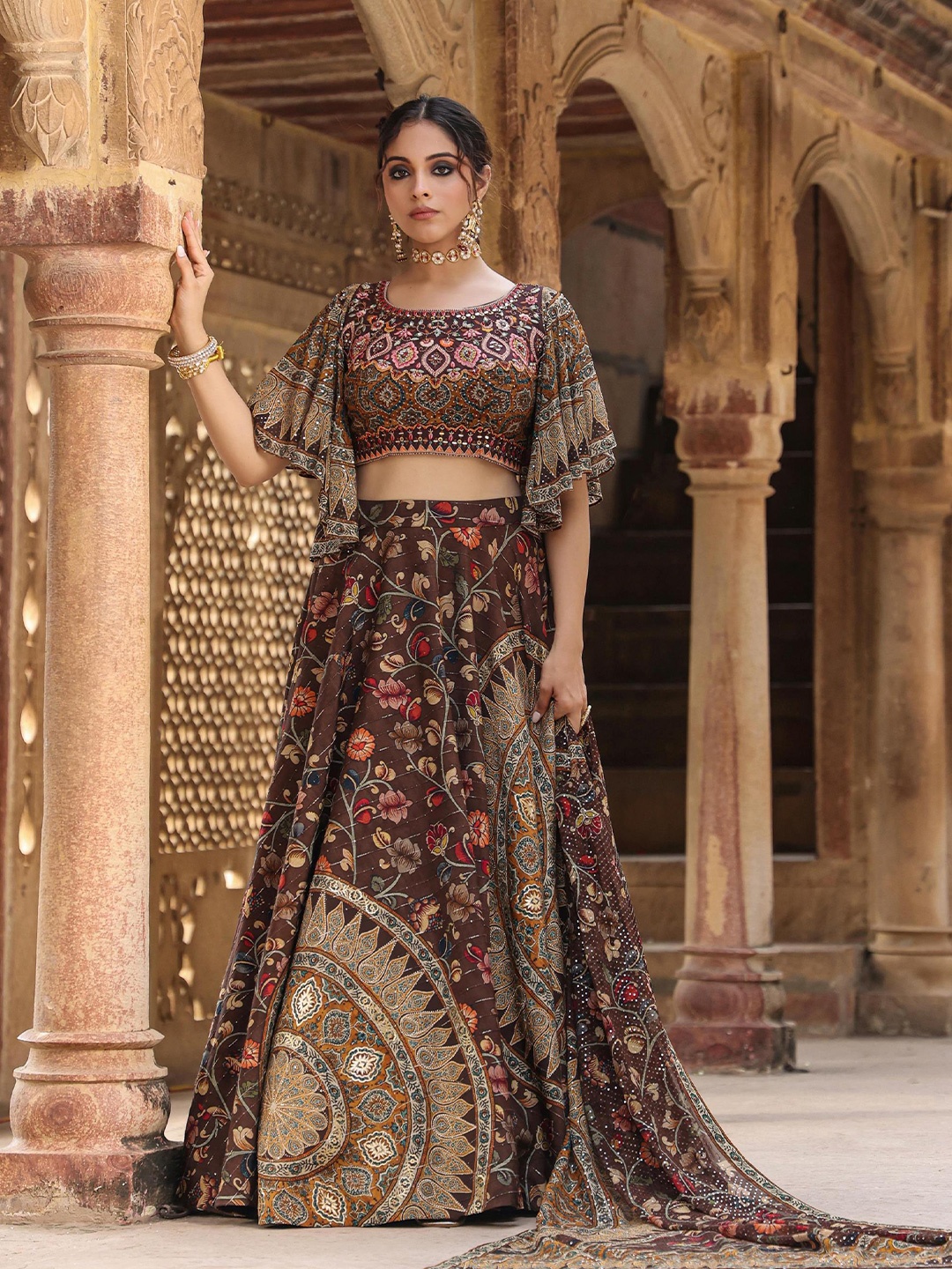 SCAKHI Embroidered Sequinned Silk Ready To Wear Lehenga & Blouse With Dupatta, Brown
SCAKHI Embroidered Sequinned Silk Ready To Wear Lehenga & Blouse With Dupatta, Brown