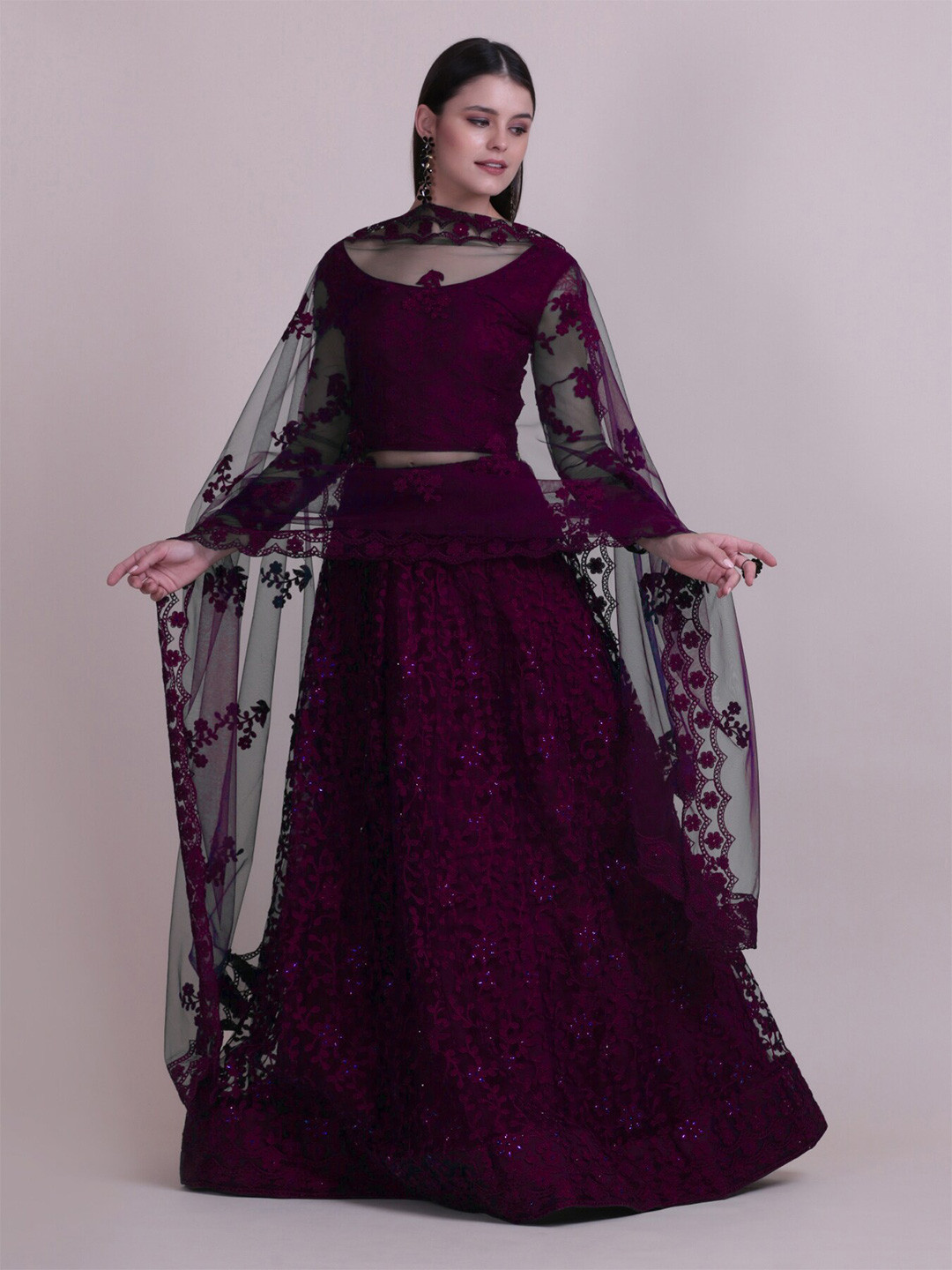 KALINI Embroidered Thread Work Semi-Stitched Lehenga & Unstitched Blouse With Dupatta, Purple
KALINI Embroidered Thread Work Semi-Stitched Lehenga & Unstitched Blouse With Dupatta, Purple