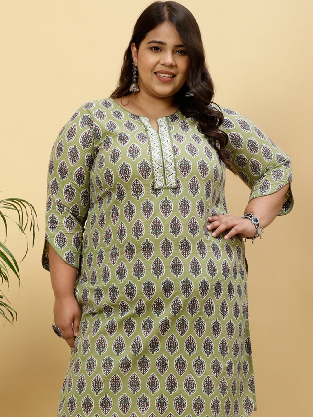 Jaipur Kurti Plus Size Ethnic Motifs Printed Pure Cotton Straight Kurta With Trousers, Green
Jaipur Kurti Plus Size Ethnic Motifs Printed Pure Cotton Straight Kurta With Trousers, Green