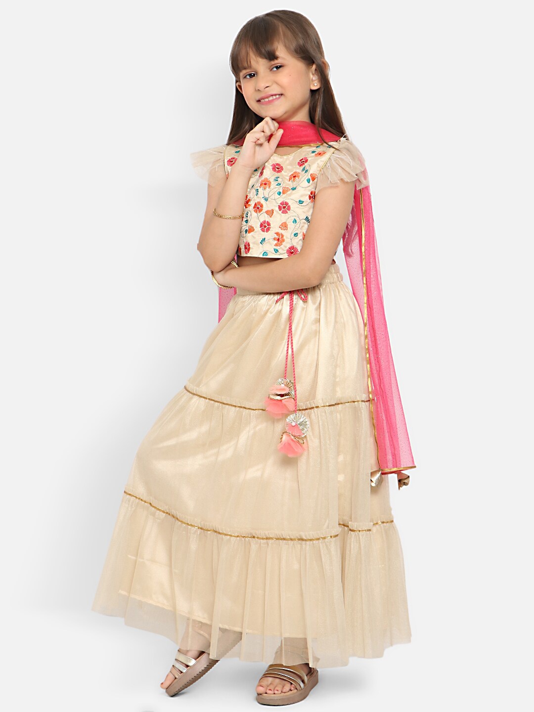 Nauti Nati Girls Embroidered Thread Work Ready to Wear Lehenga & Blouse With Dupatta, Beige
Nauti Nati Girls Embroidered Thread Work Ready to Wear Lehenga & Blouse With Dupatta, Beige