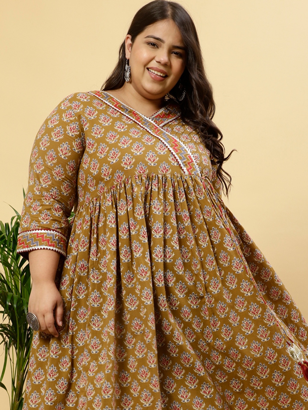 Jaipur Kurti Plus Size Ethnic Motifs Printed Gotta Patti Cotton Anarkali Kurta, Brown
Jaipur Kurti Plus Size Ethnic Motifs Printed Gotta Patti Cotton Anarkali Kurta, Brown