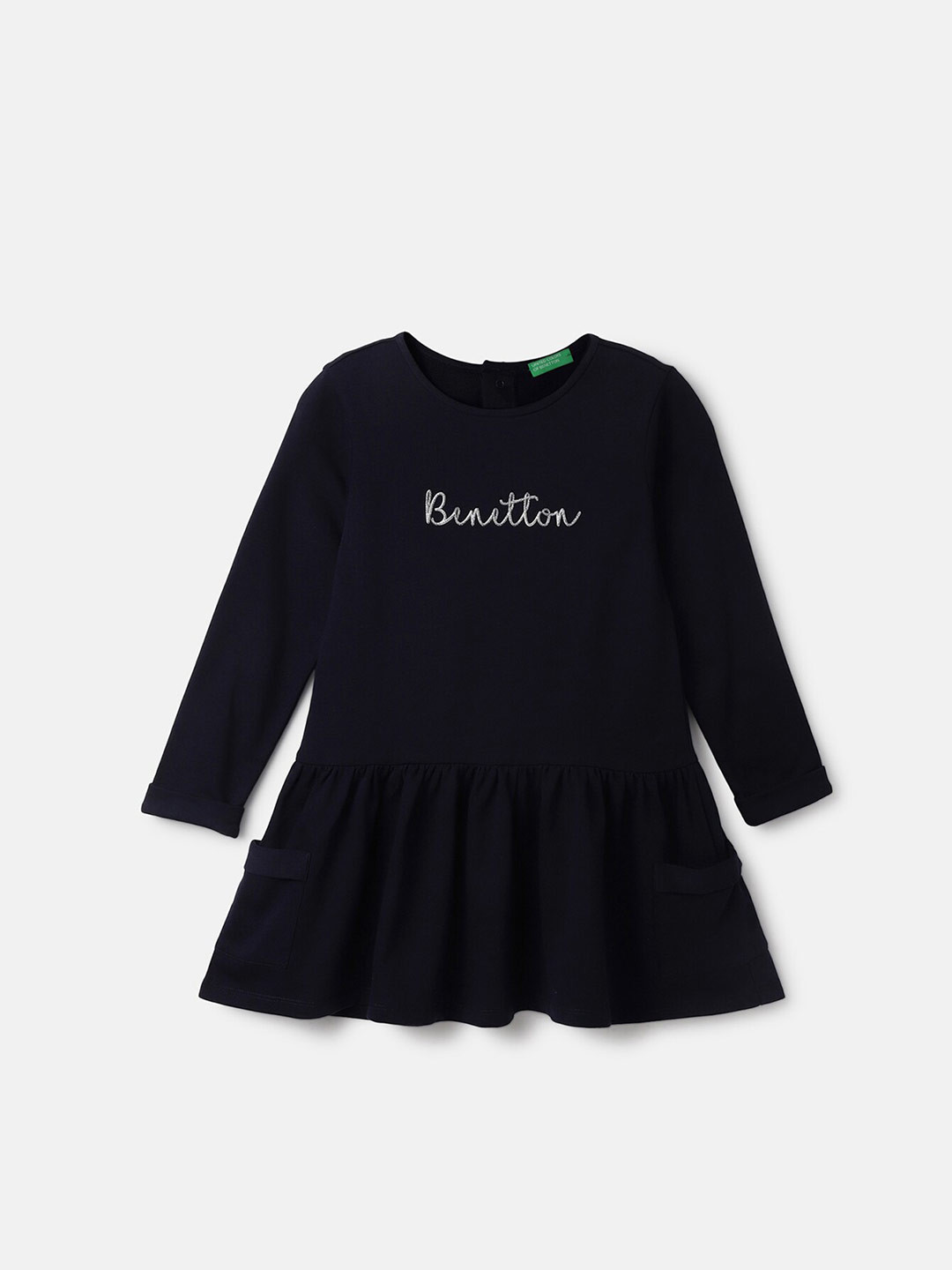 United Colors of Benetton Girls Brand Logo Printed Cotton Drop Waist Dress, Navy blue
United Colors of Benetton Girls Brand Logo Printed Cotton Drop Waist Dress, Navy blue