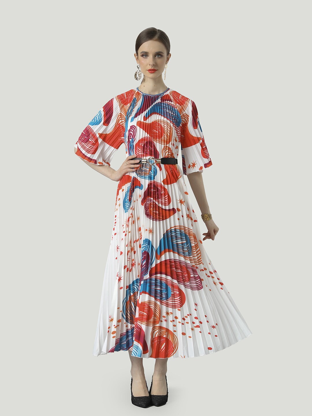 JC Collection Abstract Printed Accordion Pleats Flared Sleeve A-Line Midi Dress, Red
JC Collection Abstract Printed Accordion Pleats Flared Sleeve A-Line Midi Dress, Red