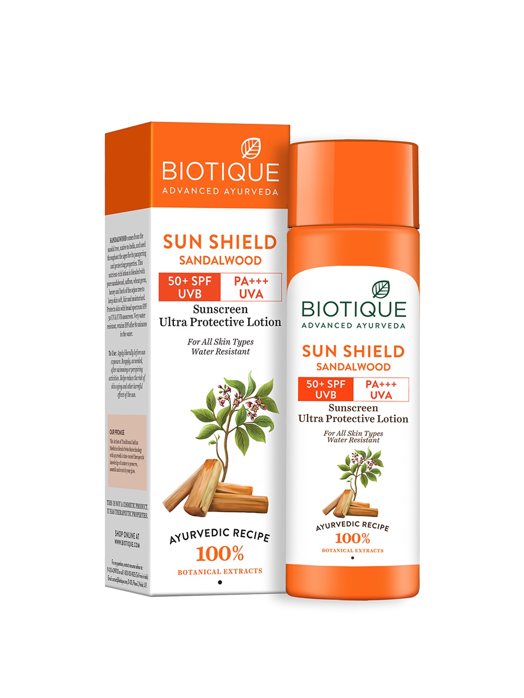 Biotique Sun Shield Sandalwood 50+ SPF Water-Resistant Sunscreen Lotion - 120ml, White
Biotique Sun Shield Sandalwood 50+ SPF Water-Resistant Sunscreen Lotion - 120ml, White