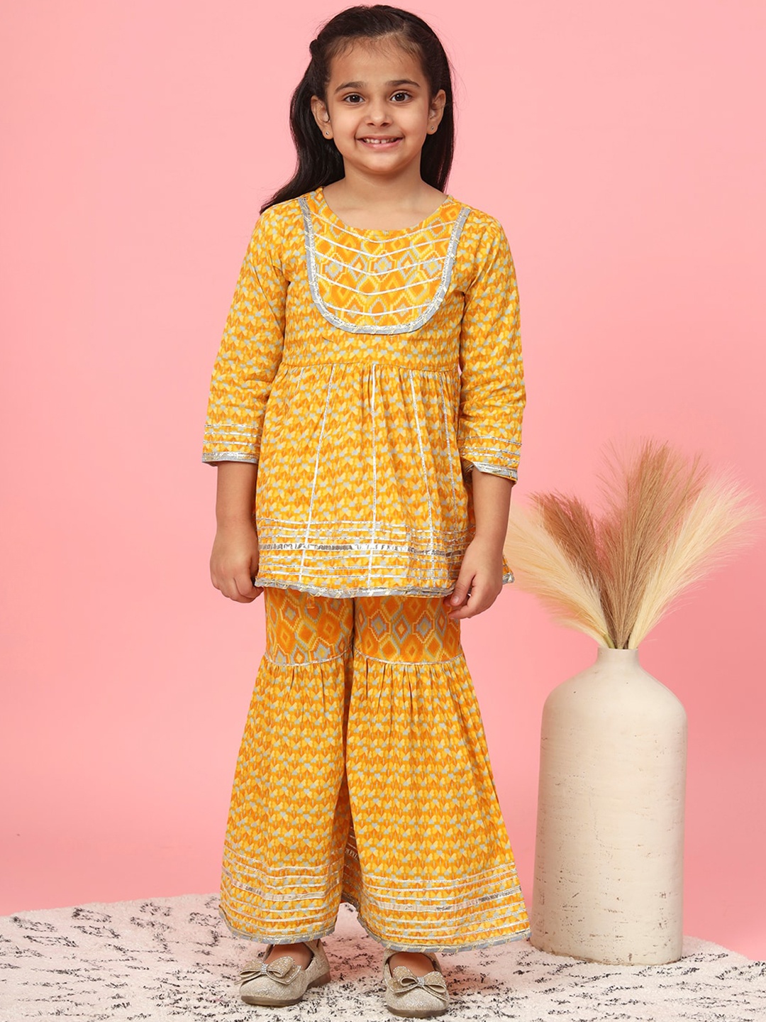 Readiprint Fashions Girls Ethnic Motifs Printed Gotta Patti Cotton Kurta With Sharara, Orange
Readiprint Fashions Girls Ethnic Motifs Printed Gotta Patti Cotton Kurta With Sharara, Orange