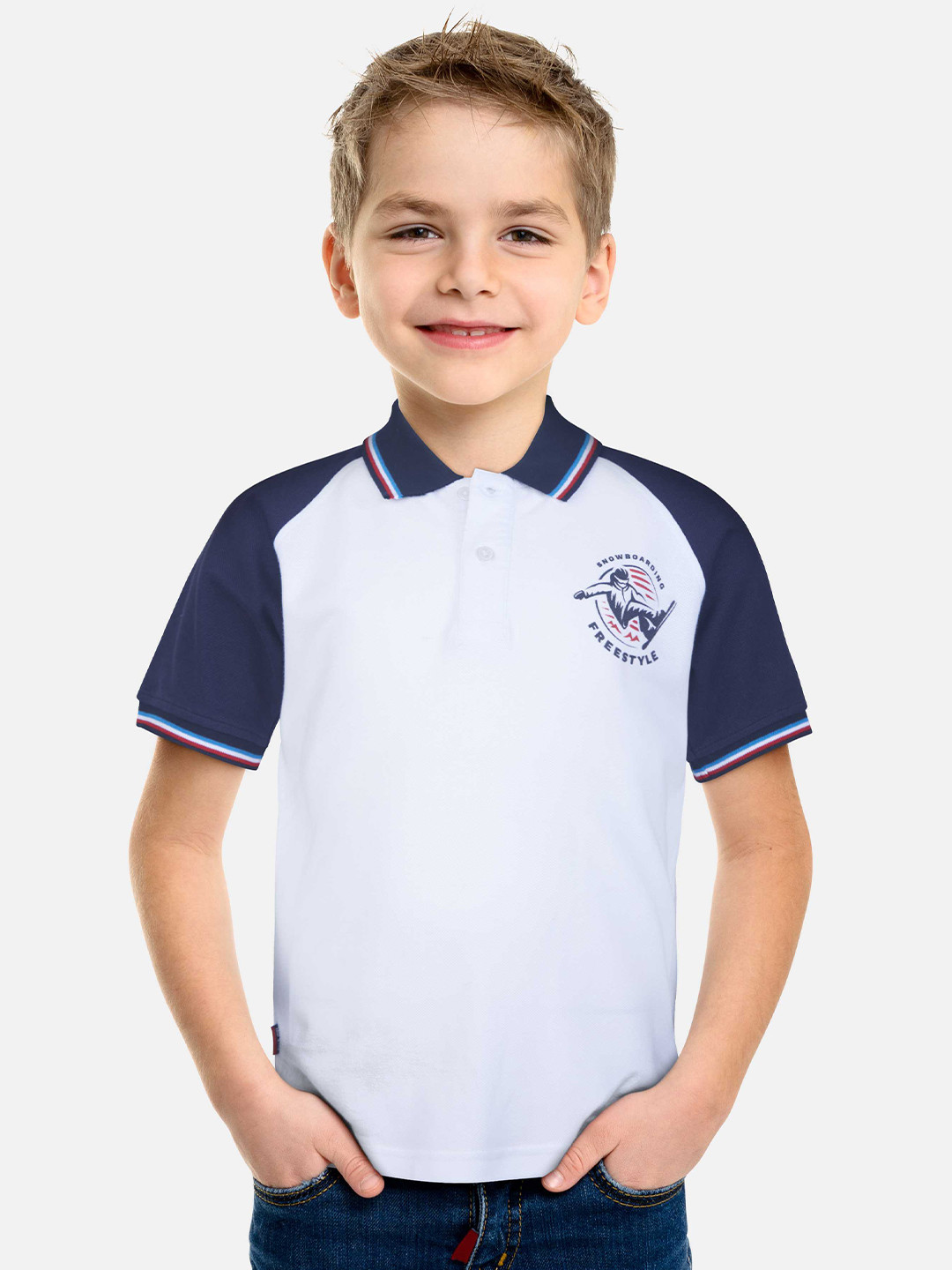 Gini and Jony Boys Colourblocked Polo Collar Cotton T-shirt, White
Gini and Jony Boys Colourblocked Polo Collar Cotton T-shirt, White