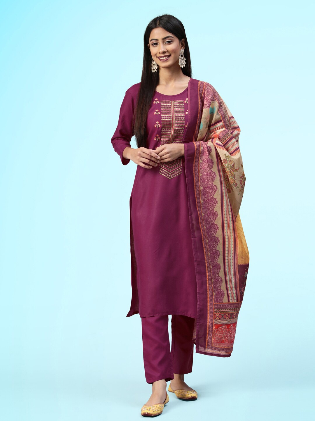 Sangria Embroidered Unstitched Kurta & Trouser With Dupatta Dress Material, Purple
Sangria Embroidered Unstitched Kurta & Trouser With Dupatta Dress Material, Purple