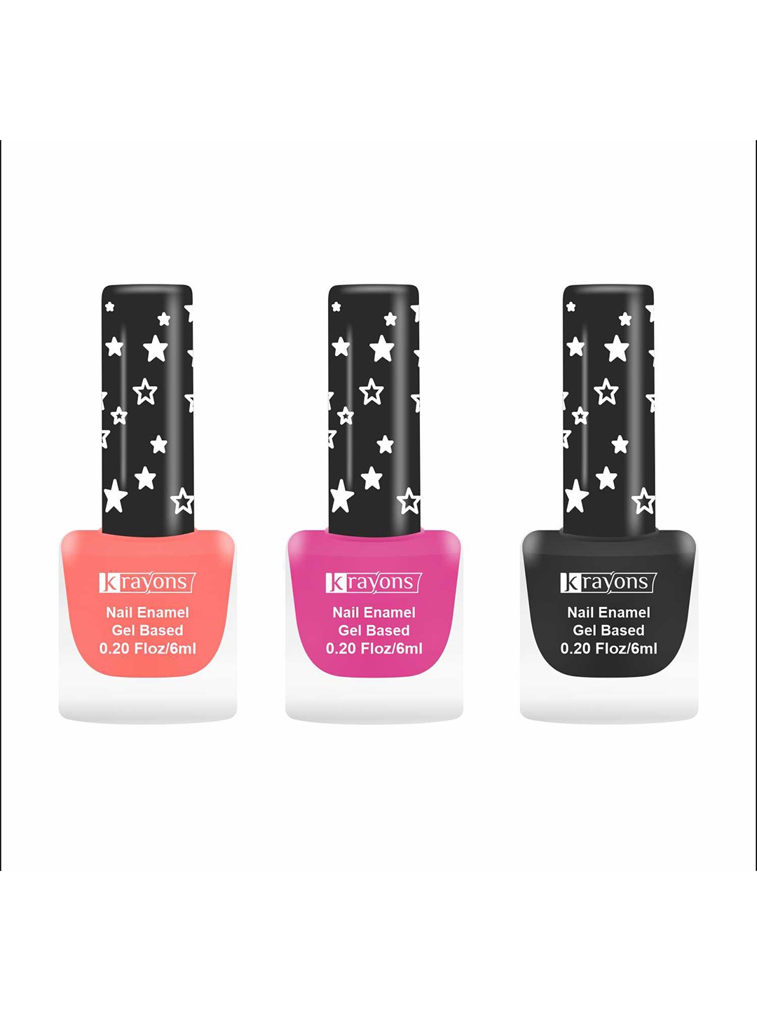 krayons Set Of 3 Gel Based Matte Finish Nail Enamel - Blossom Peach+Hot Pink+Black Magnet, Multi
krayons Set Of 3 Gel Based Matte Finish Nail Enamel - Blossom Peach+Hot Pink+Black Magnet, Multi