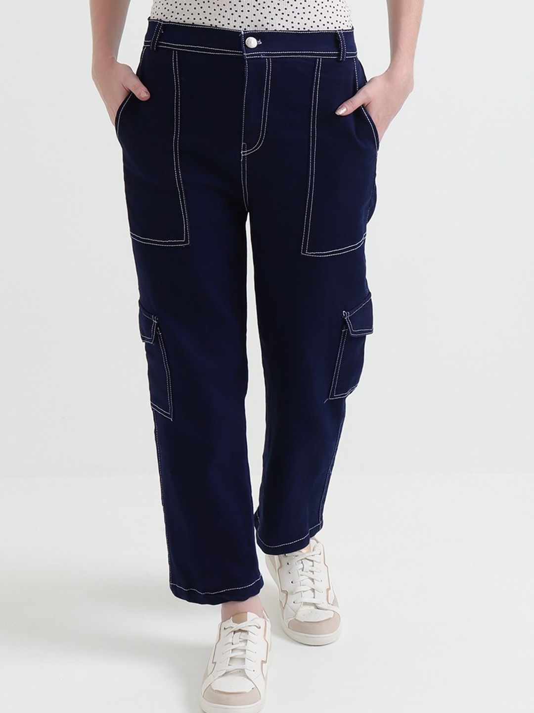 DKGF FASHION Women Comfort High-Rise Dark Shade Clean Look Cotton Cropped Jeans, Navy blue
DKGF FASHION Women Comfort High-Rise Dark Shade Clean Look Cotton Cropped Jeans, Navy blue