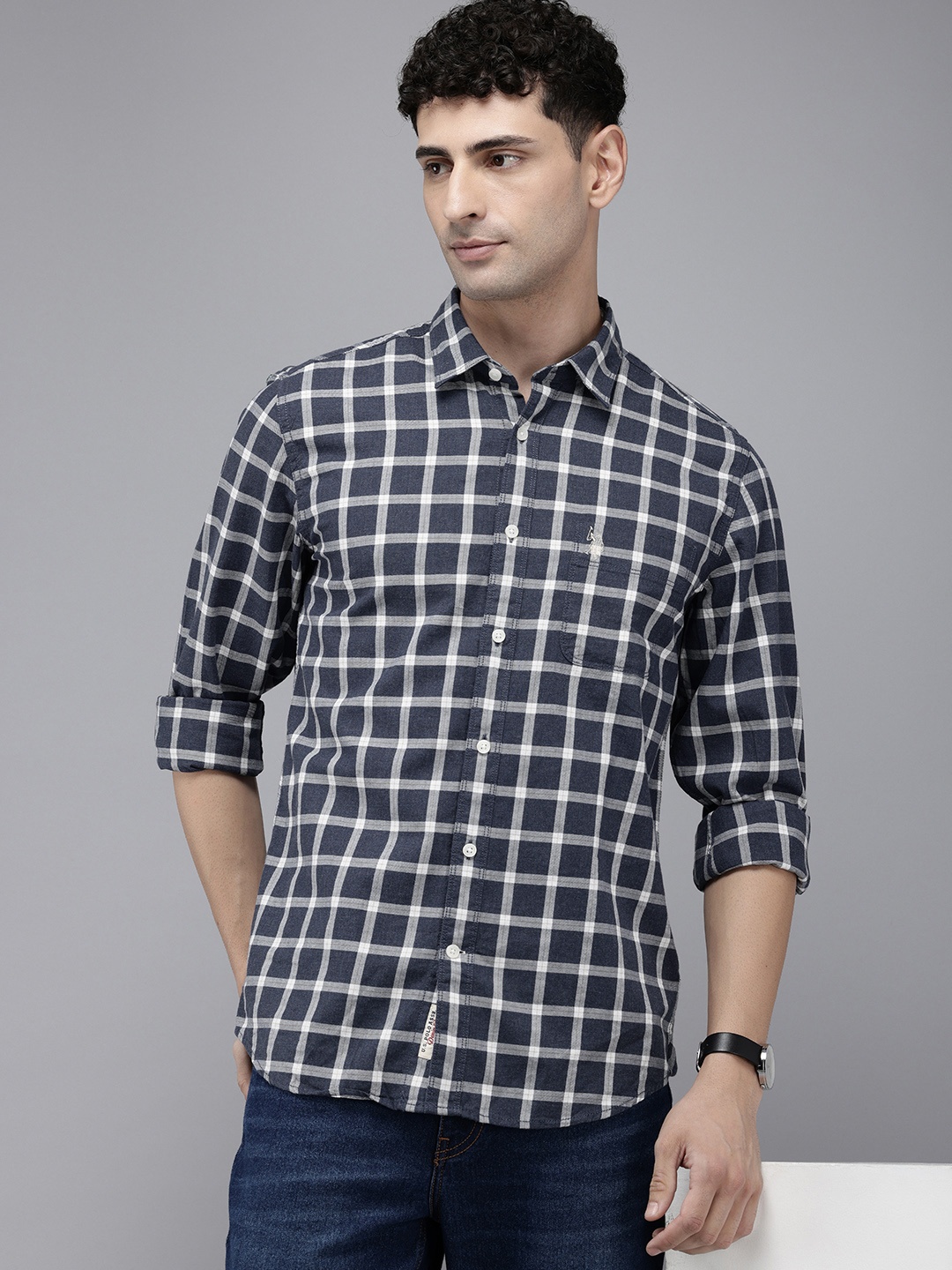 U.S. Polo Assn. Denim Co. Pure Cotton Slim Fit Opaque Checked Casual Shirt, Navy blue
U.S. Polo Assn. Denim Co. Pure Cotton Slim Fit Opaque Checked Casual Shirt, Navy blue