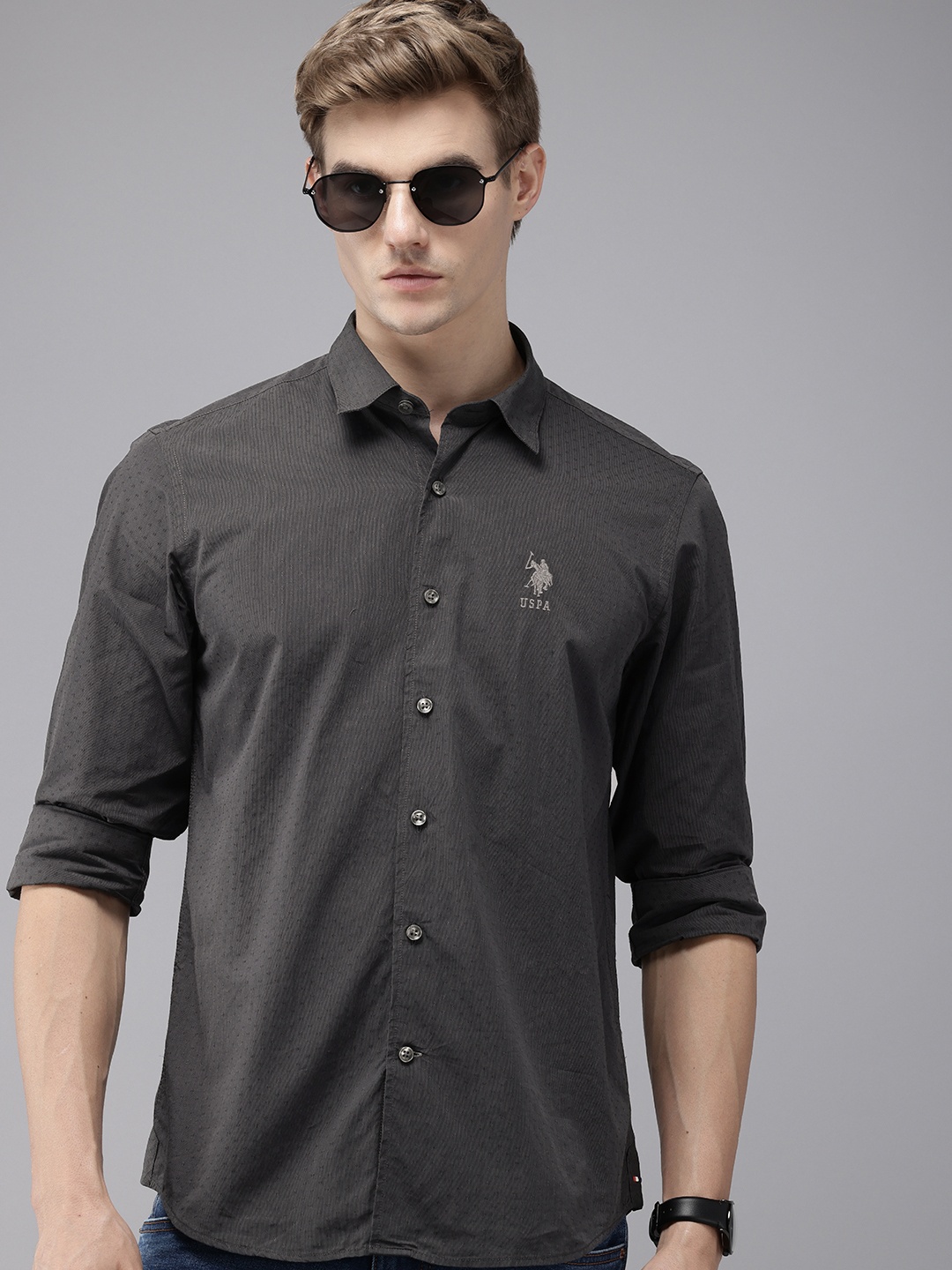 U.S. Polo Assn. Denim Co. Pure Cotton Self Design Textured Slim Fit Opaque Casual Shirt, Grey
U.S. Polo Assn. Denim Co. Pure Cotton Self Design Textured Slim Fit Opaque Casual Shirt, Grey