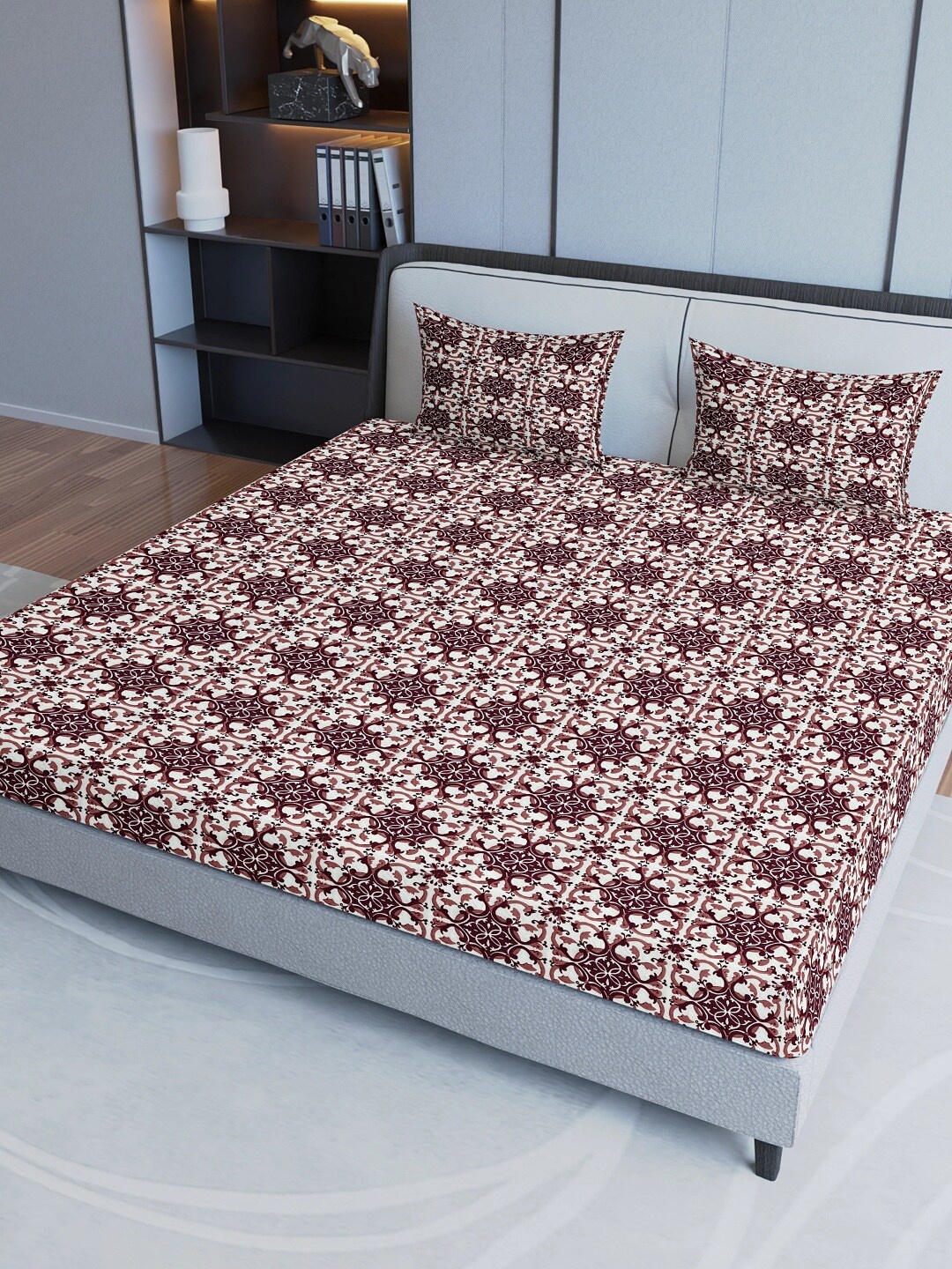 Sangria White Printed Cotton 200 TC Fitted Double King Bedsheet With 2 Pillow Covers
Sangria White Printed Cotton 200 TC Fitted Double King Bedsheet With 2 Pillow Covers