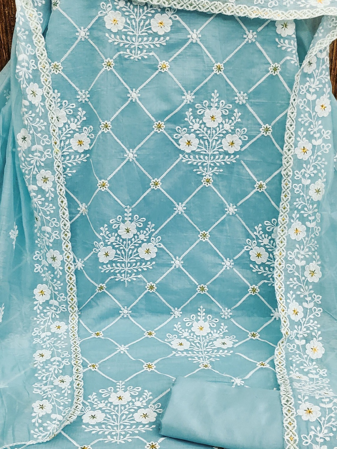 SHADOW & SAINING Floral Embroidered Chanderi Cotton Unstitched Dress Material, Blue
SHADOW & SAINING Floral Embroidered Chanderi Cotton Unstitched Dress Material, Blue