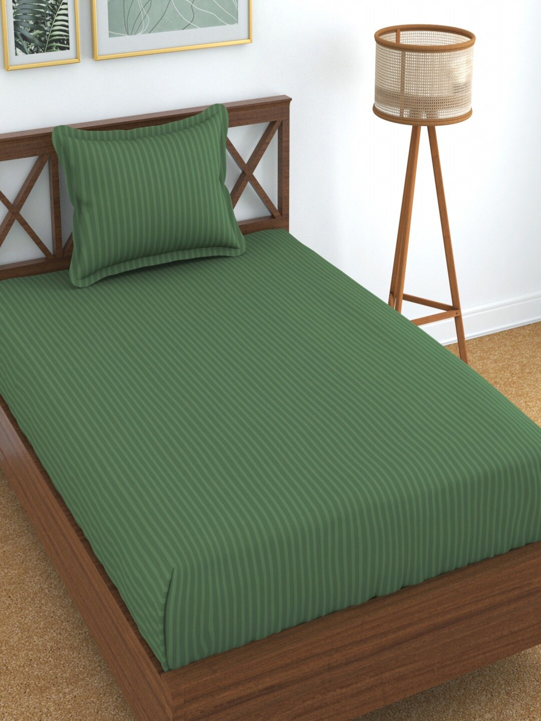 Homefab India Green Striped Microfiber 180 TC 2 Single Bedsheet With 2 Pillow Covers
Homefab India Green Striped Microfiber 180 TC 2 Single Bedsheet With 2 Pillow Covers