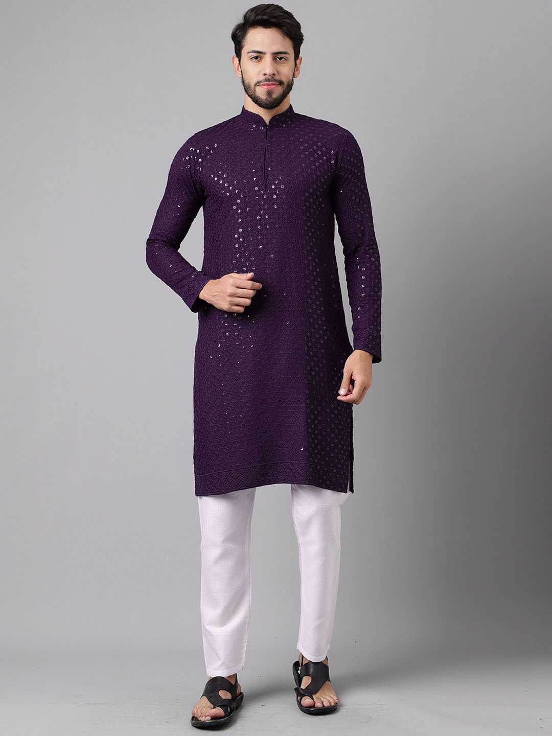 SHADOW & SAINING Ethnic Motifs Embroidered Sequinned Cotton Silk Straight Kurta, Purple
SHADOW & SAINING Ethnic Motifs Embroidered Sequinned Cotton Silk Straight Kurta, Purple