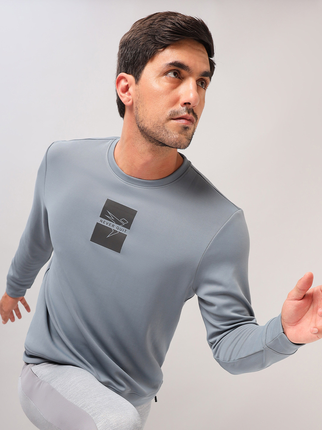 Technosport Round Neck Long Sleeves Antimicrobial Fleece Sweatshirt, Grey 
Technosport Round Neck Long Sleeves Antimicrobial Fleece Sweatshirt, Grey