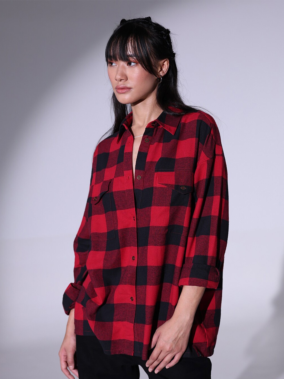 Hubberholme Relaxed Buffalo Checked Spread Collar Oversized Pure Cotton Casual Shirt, Red
Hubberholme Relaxed Buffalo Checked Spread Collar Oversized Pure Cotton Casual Shirt, Red