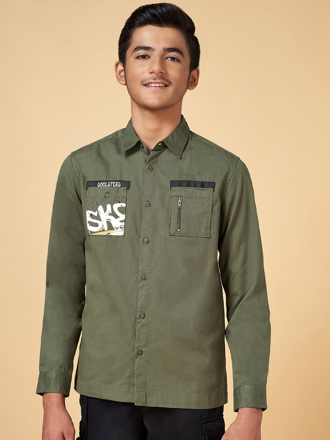 Coolsters by Pantaloons Boys Spread Collar Long Sleeves Cotton Casual Shirt, Olive
Coolsters by Pantaloons Boys Spread Collar Long Sleeves Cotton Casual Shirt, Olive