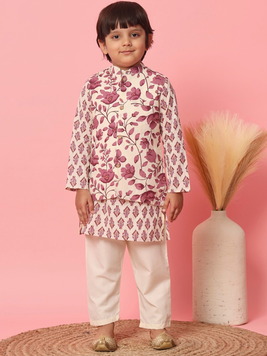 Readiprint Fashions Boys Ethnic Motifs Printed Cotton Kurta With Pyjama & Nehru Jacket, Purple
Readiprint Fashions Boys Ethnic Motifs Printed Cotton Kurta With Pyjama & Nehru Jacket, Purple