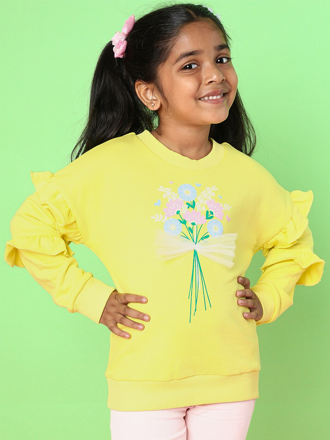 Nauti Nati Girls Floral Printed Long Sleeve Antimicrobial Fleece Pullover Sweatshirt, Yellow
Nauti Nati Girls Floral Printed Long Sleeve Antimicrobial Fleece Pullover Sweatshirt, Yellow