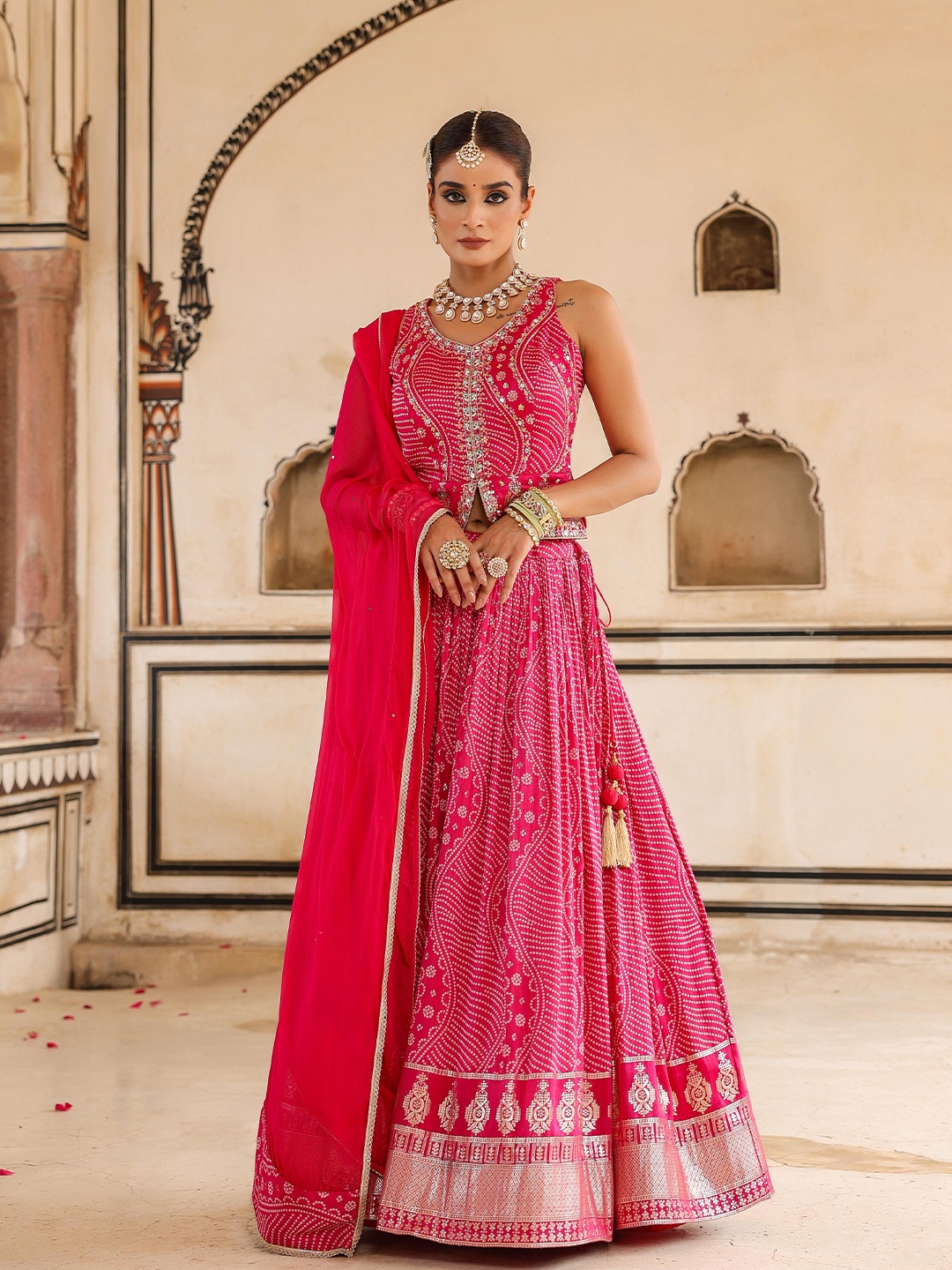 SCAKHI Printed Beads and Stones Silk Ready to Wear Lehenga & Blouse With Dupatta, Pink
SCAKHI Printed Beads and Stones Silk Ready to Wear Lehenga & Blouse With Dupatta, Pink
