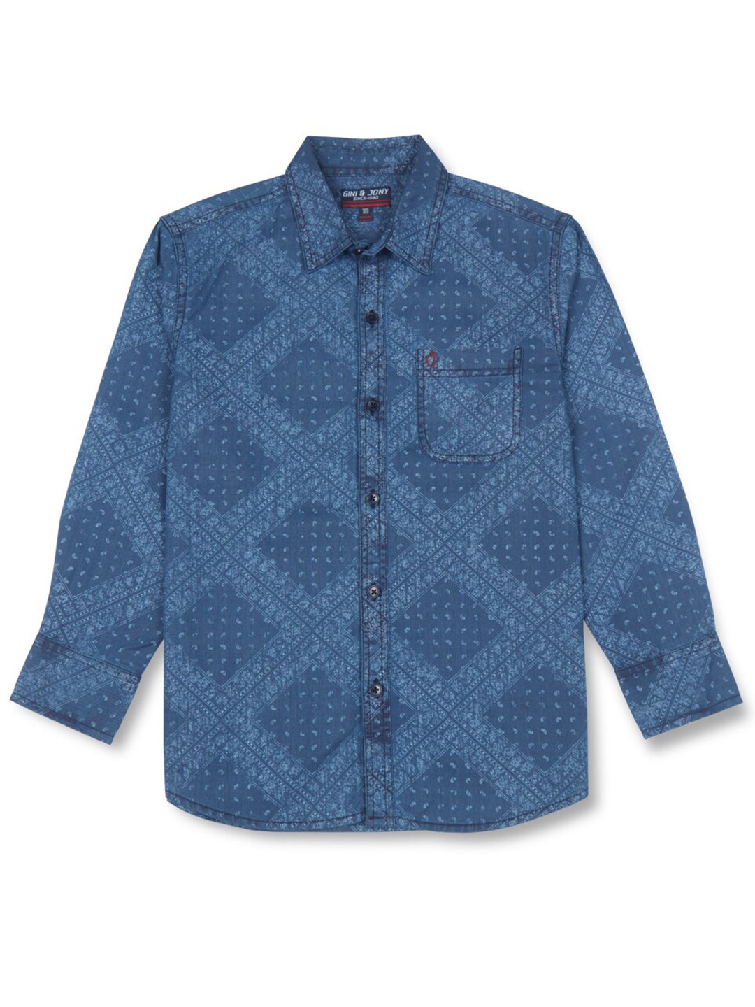 Gini and Jony Boys Geometric Printed Spread Collar Long Sleeve Pocket Cotton Casual Shirt, Navy blue
Gini and Jony Boys Geometric Printed Spread Collar Long Sleeve Pocket Cotton Casual Shirt, Navy blue
