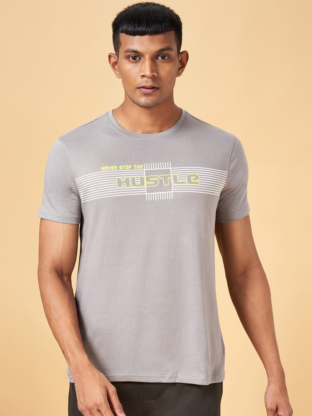Ajile by Pantaloons Typography Printed Round Neck Cotton Slim Fit T-shirt, Grey
Ajile by Pantaloons Typography Printed Round Neck Cotton Slim Fit T-shirt, Grey