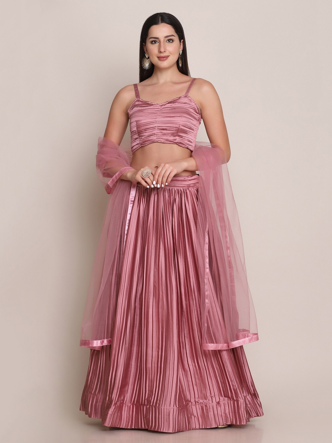 KALINI Satin Semi-Stitched Lehenga & Unstitched Blouse With Dupatta, Pink
KALINI Satin Semi-Stitched Lehenga & Unstitched Blouse With Dupatta, Pink