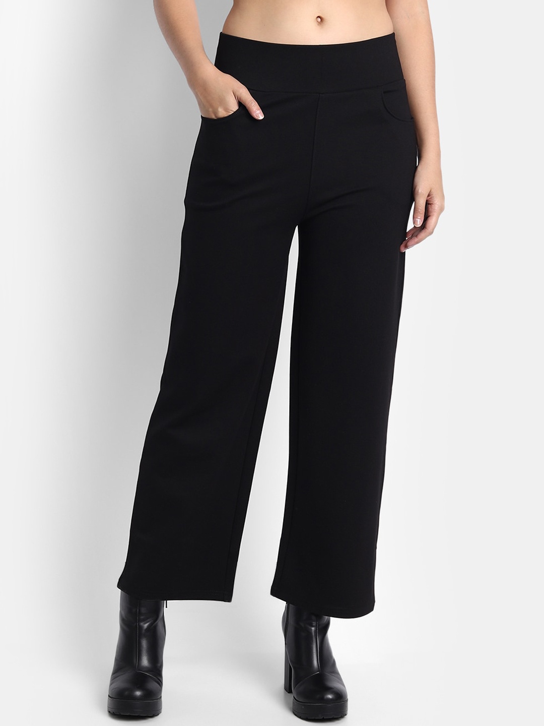 BROADSTAR Women Smart Straight Fit High-Rise Cropped Easy Wash Cotton Parallel Trousers, Black
BROADSTAR Women Smart Straight Fit High-Rise Cropped Easy Wash Cotton Parallel Trousers, Black