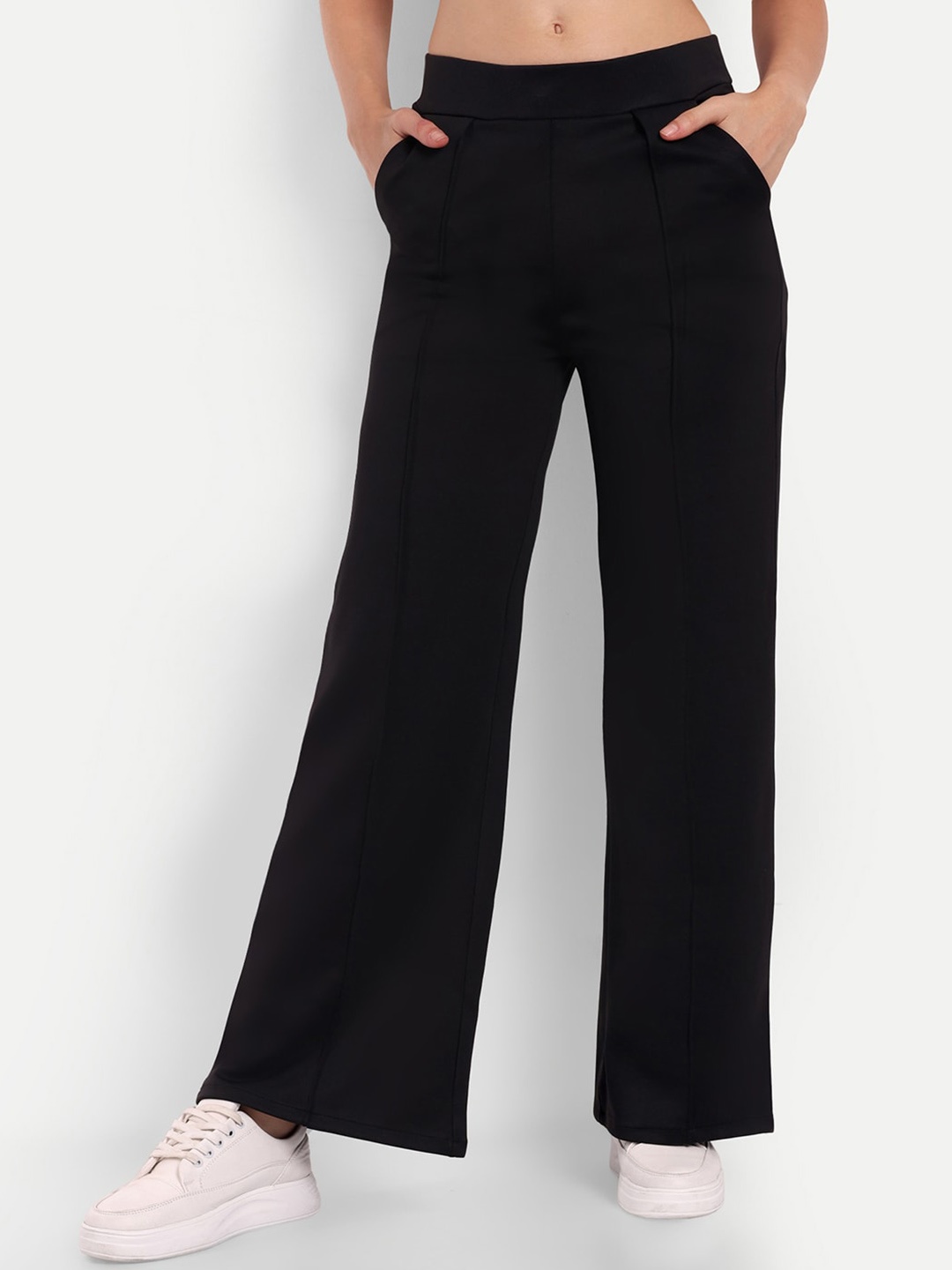 BROADSTAR Women Smart Straight Fit High-Rise Easy Wash Pleated Parallel Trousers, Black
BROADSTAR Women Smart Straight Fit High-Rise Easy Wash Pleated Parallel Trousers, Black