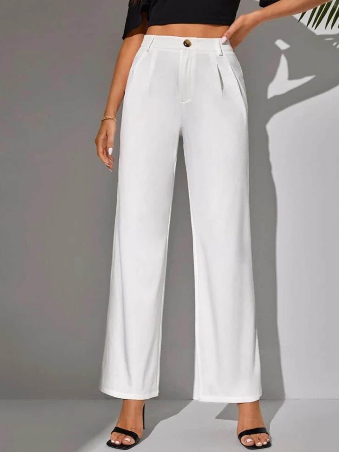 BROADSTAR Women Smart Loose Fit High-Rise Easy Wash Pleated Parallel Trousers, White
BROADSTAR Women Smart Loose Fit High-Rise Easy Wash Pleated Parallel Trousers, White