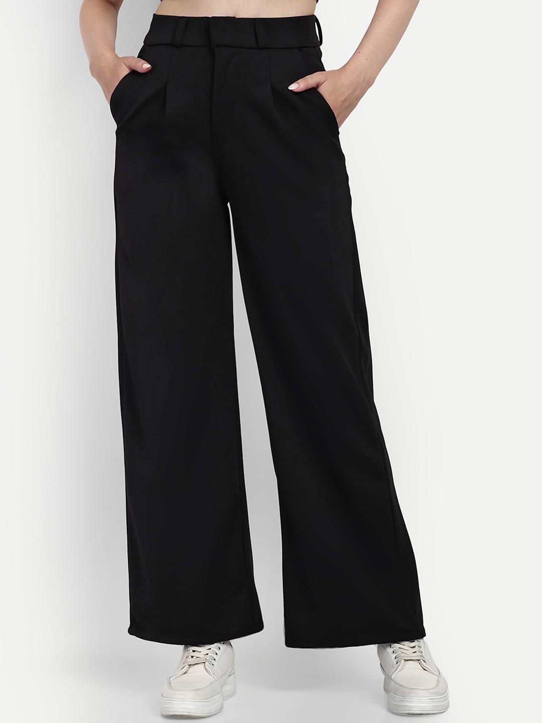 BROADSTAR Women Smart Loose Fit High Rise Easy Wash Pleated Parallel Trousers, Black
BROADSTAR Women Smart Loose Fit High Rise Easy Wash Pleated Parallel Trousers, Black