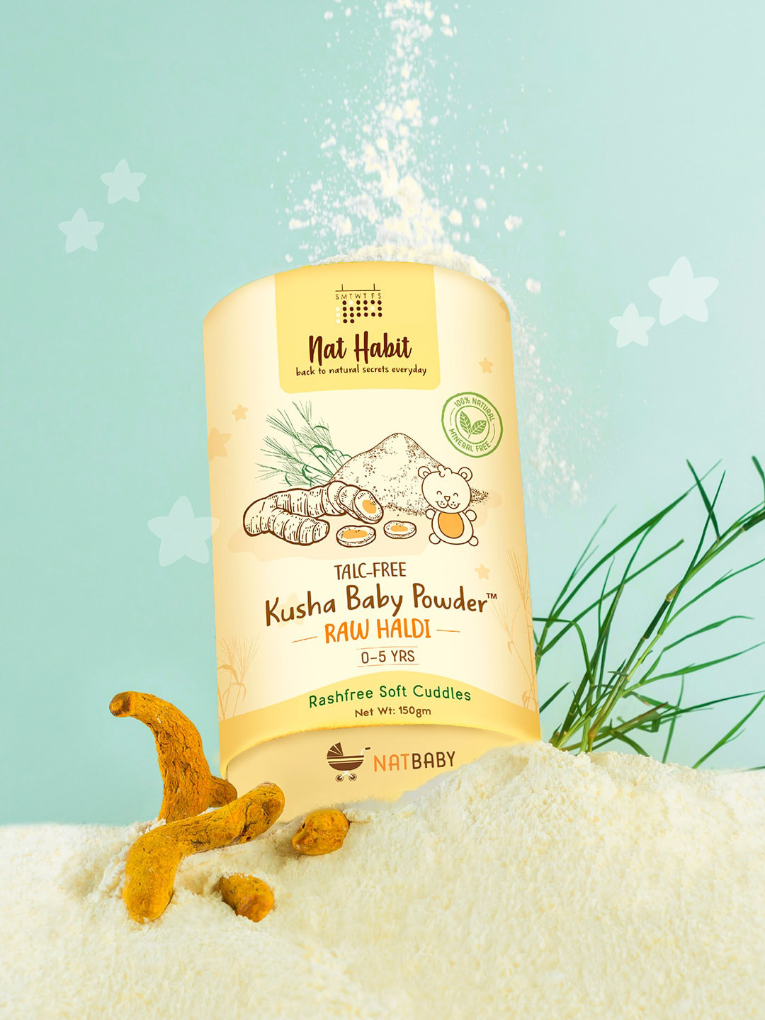 Nat Habit Set Of 2 Kusha Baby Powder With Raw Haldi 0-5 Years - 150g Each, Yellow
Nat Habit Set Of 2 Kusha Baby Powder With Raw Haldi 0-5 Years - 150g Each, Yellow