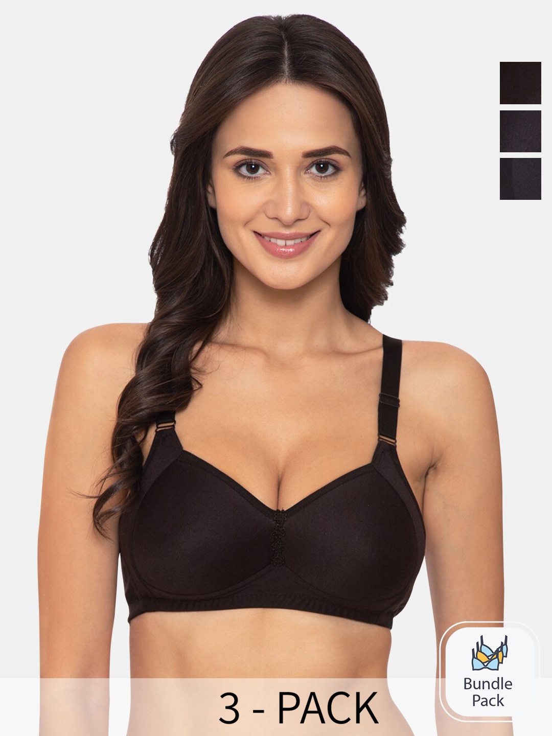 KOMLI Pack Of 3 Full Coverage Lightly Padded All Day Comfort Cotton Minimizer Bra, Black
KOMLI Pack Of 3 Full Coverage Lightly Padded All Day Comfort Cotton Minimizer Bra, Black