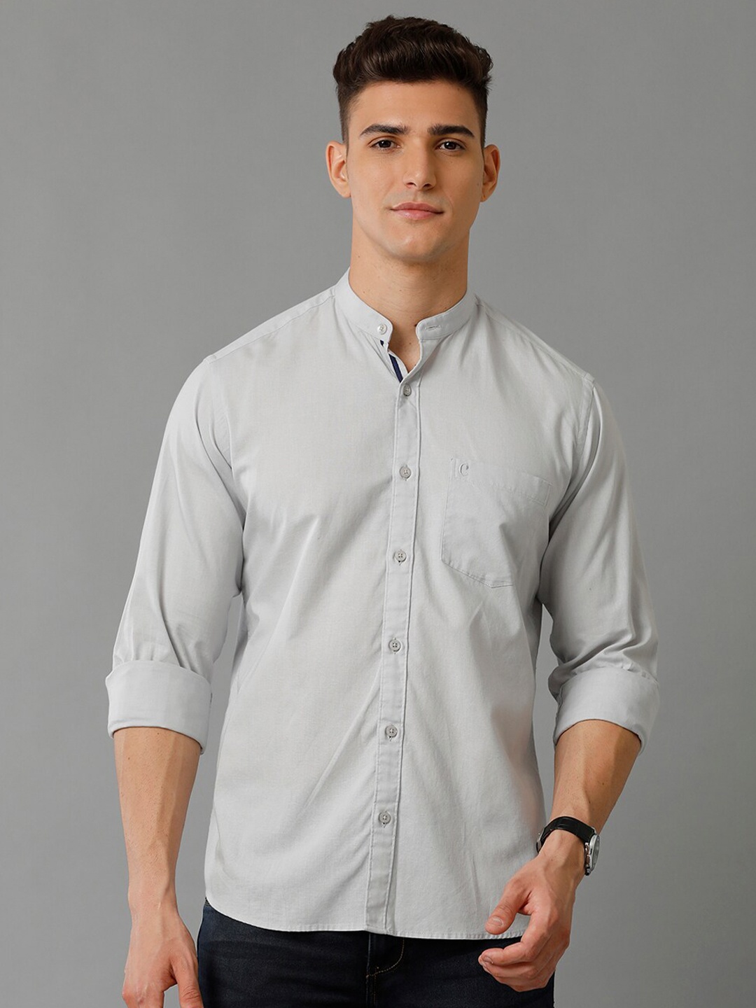 CAVALLO by Linen Club Contemporary Slim Fit Band Collar Cotton Linen Casual Shirt, Grey
CAVALLO by Linen Club Contemporary Slim Fit Band Collar Cotton Linen Casual Shirt, Grey