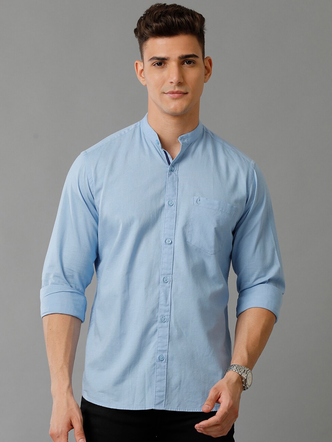 CAVALLO by Linen Club Contemporary Slim Fit Band Collar Cotton Linen Casual Shirt, Blue
CAVALLO by Linen Club Contemporary Slim Fit Band Collar Cotton Linen Casual Shirt, Blue