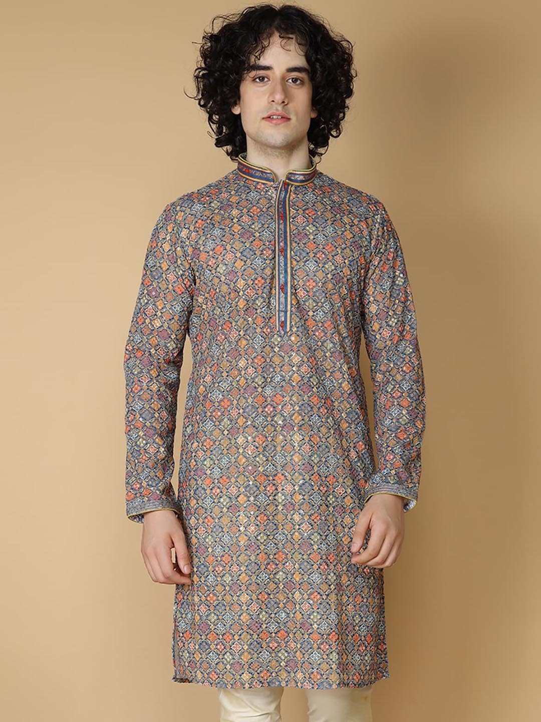 MAAHI FABS Ethnic Motifs Printed Mandarin Collar Jacquard Regular Kurta With Churidar, Blue
MAAHI FABS Ethnic Motifs Printed Mandarin Collar Jacquard Regular Kurta With Churidar, Blue