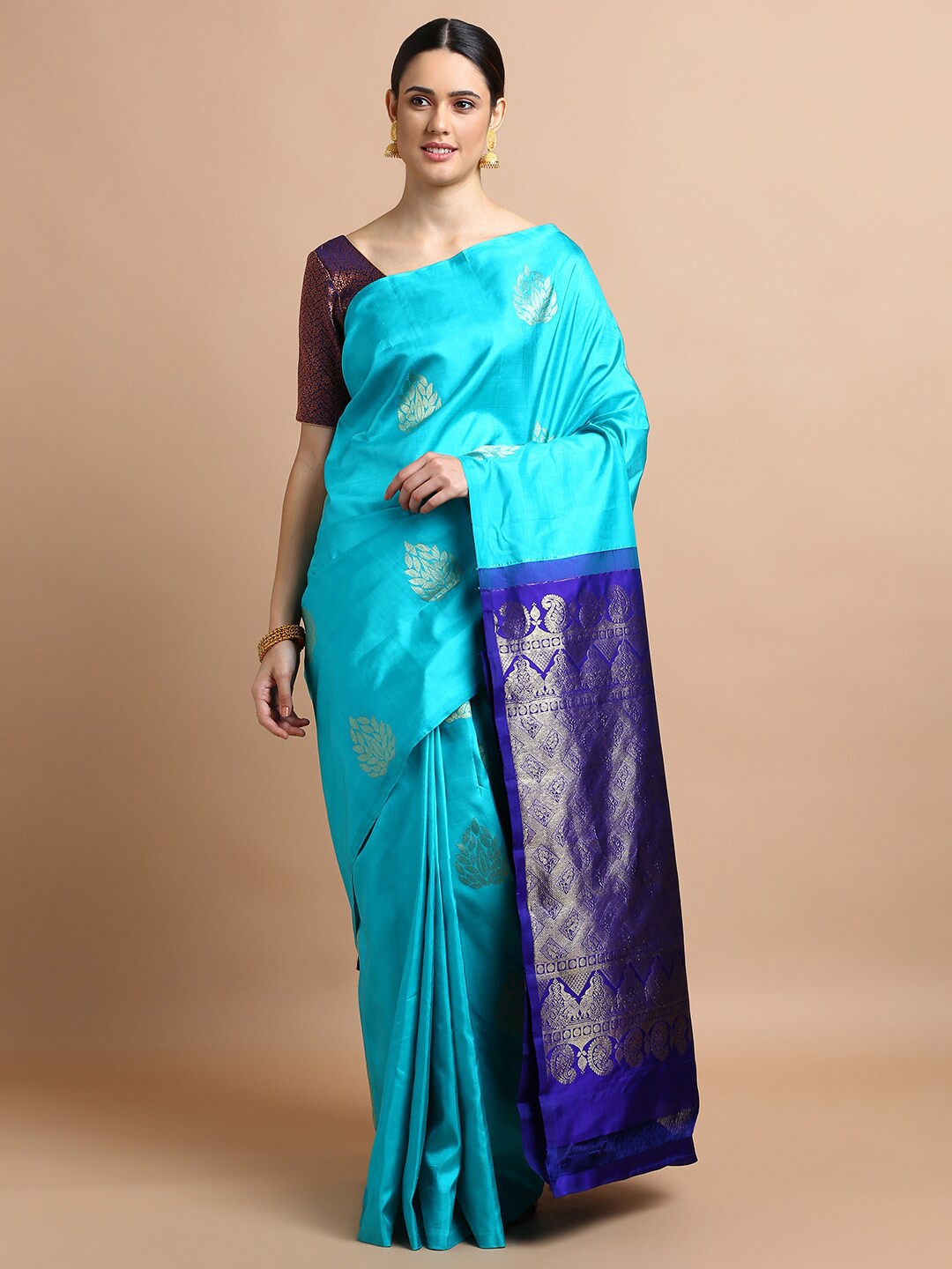 Kalyan Silks Ethnic Motifs Woven Design Zari Pure Silk Kanjeevaram Saree, Blue
Kalyan Silks Ethnic Motifs Woven Design Zari Pure Silk Kanjeevaram Saree, Blue